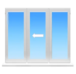 Трех-створчатая алюминиевая балконная рама, с одной откатной створкой